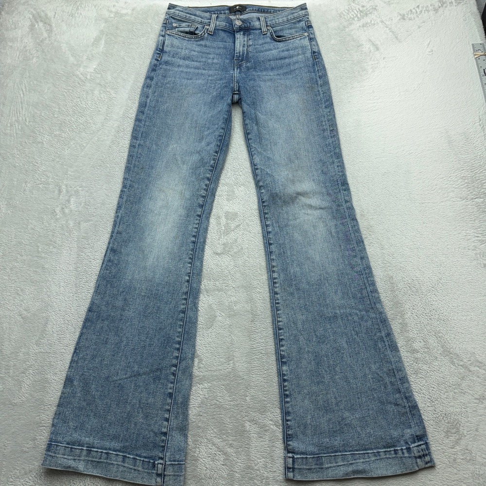 7 For All Mankind Dojo Jeans Womens 29 Flare Light Wash Blue Denim